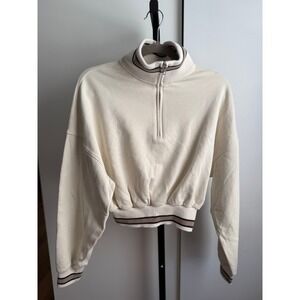 Lululemon Perfectly Oversized Ringer Funnel-Neck Zip – Size XS – Ivory / Black